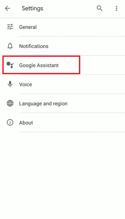 Opzione Assistente Google