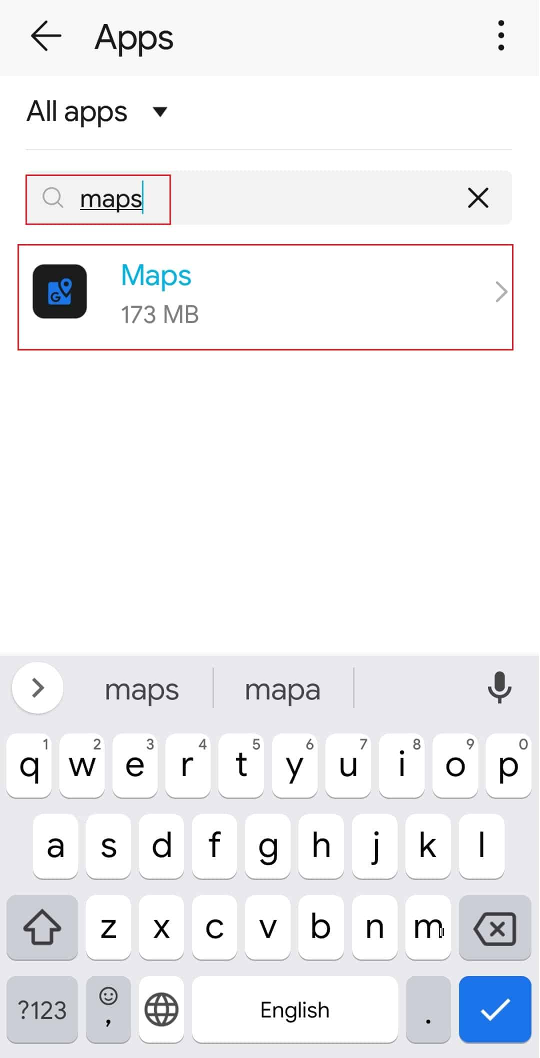 google maps search in apps setting android