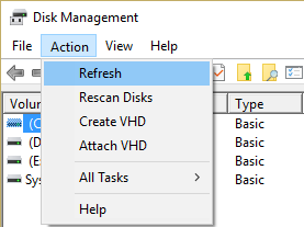 hit refresh in disk management
