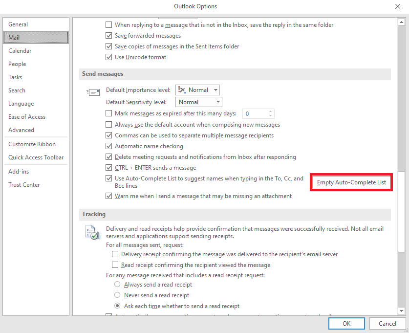 click on the Empty Auto-Complete List. Fix Outlook Autocomplete Not Working