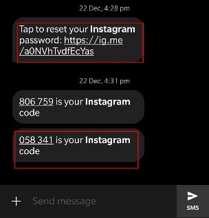 If you tap on Send an SMS, then you will receive a link on text message that will help you in resetting your password comfortably. Fix Instagram Suspicious Login Attempt