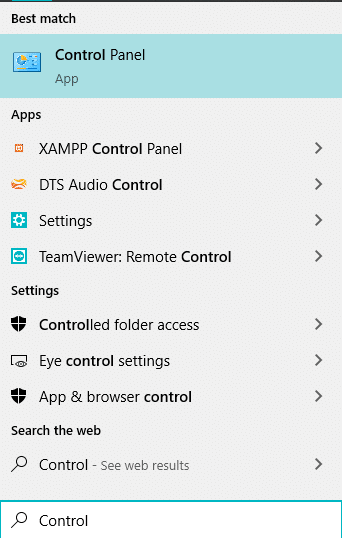 Open Control Panel using the search bar.