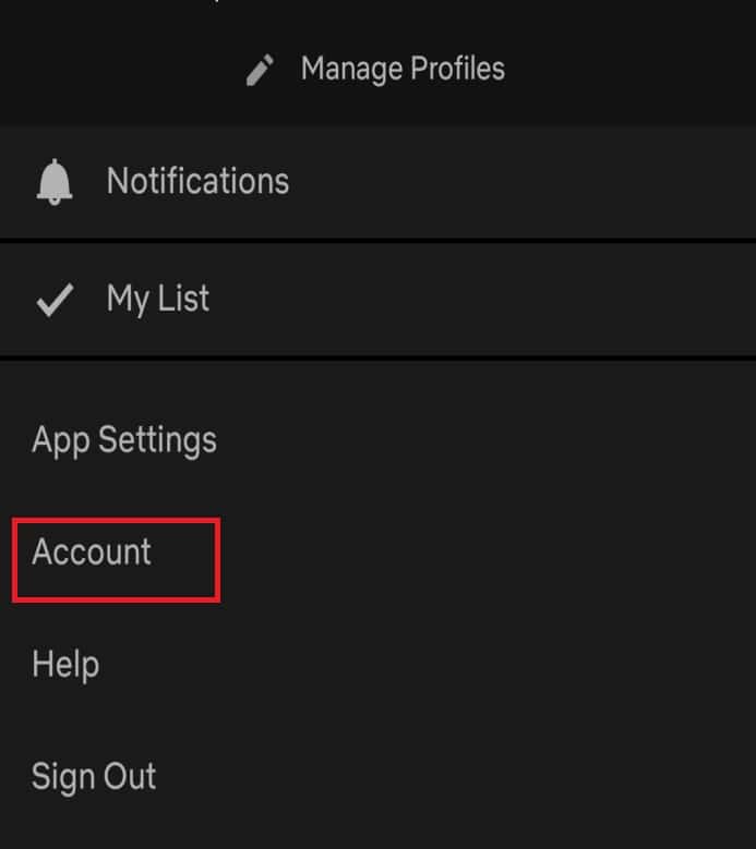 Selected account details will open up. Click on the Account option. 
