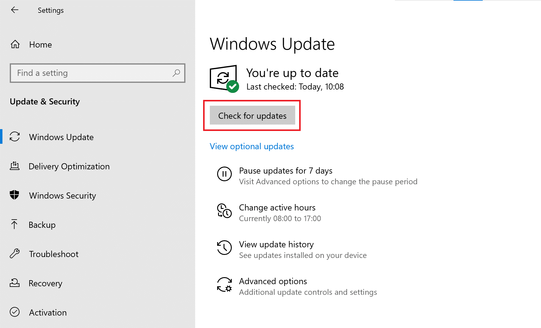 Suchen Sie nach Windows-Updates. Fix: Eingabeaufforderung wird unter Windows 10 angezeigt und dann wieder ausgeblendet