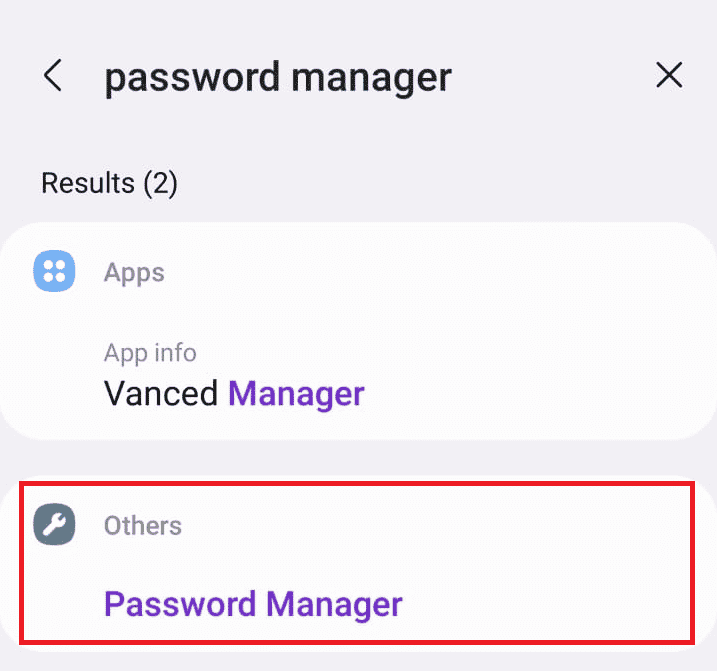 In the search bar, type Password Manager and tap on the Password Manager option | How to Get Samsung Password Manager