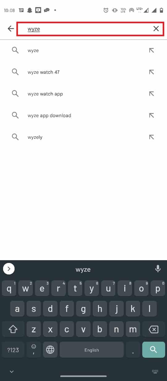 Στη γραμμή αναζήτησης πληκτρολογήστε Wyze