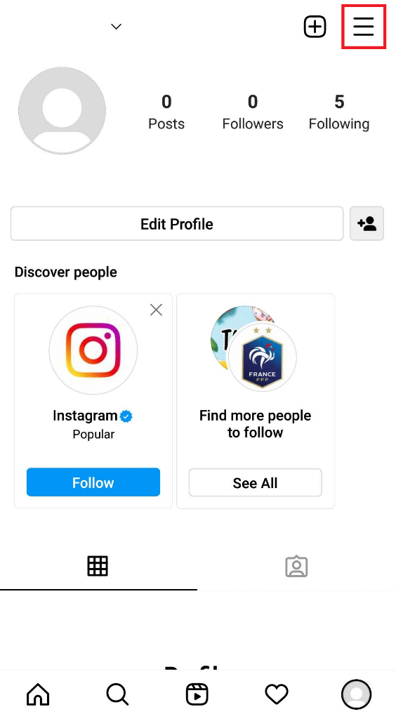 In your Profile section, tap the Hamburger icon from the top right corner