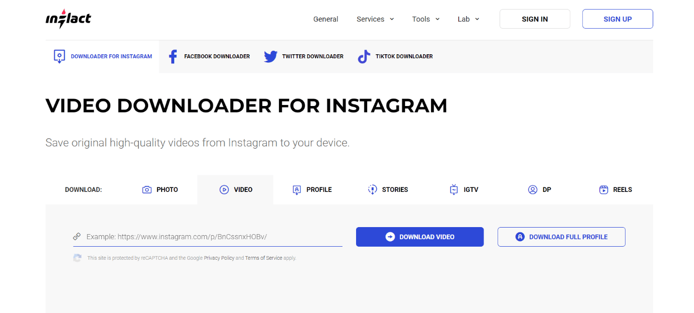 Inflact. Best App For Saving Instagram Videos