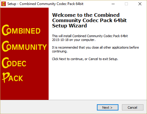 Install Combined Community Codec pack (CCCP)