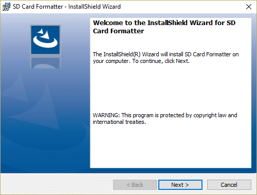 Install SD Card Formatter from the download file