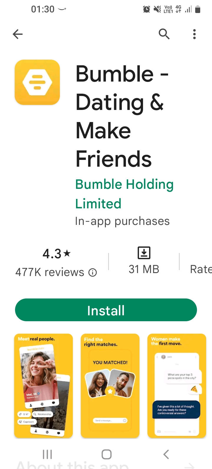 install and use the Bumble app 