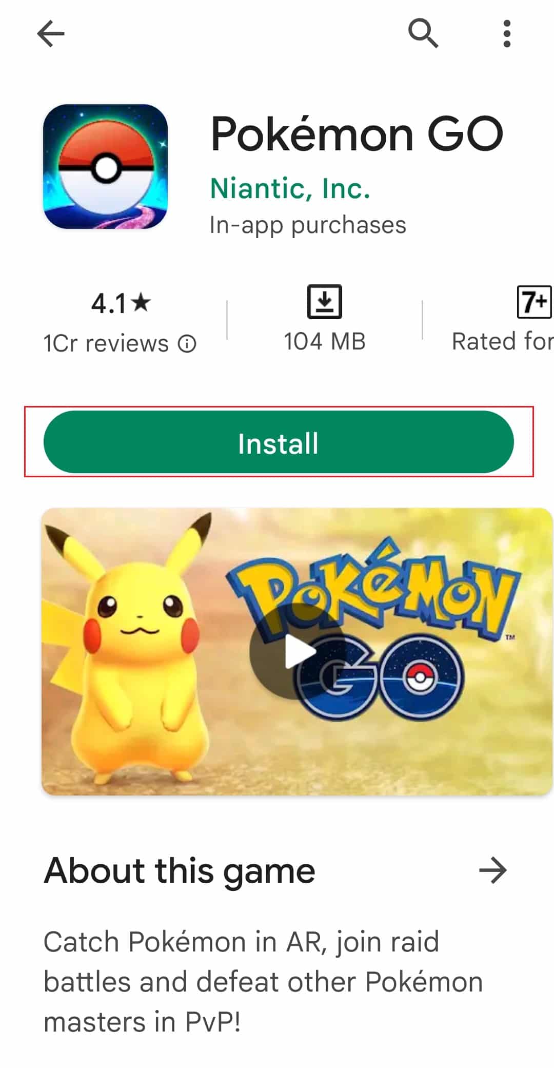 install pokemon go