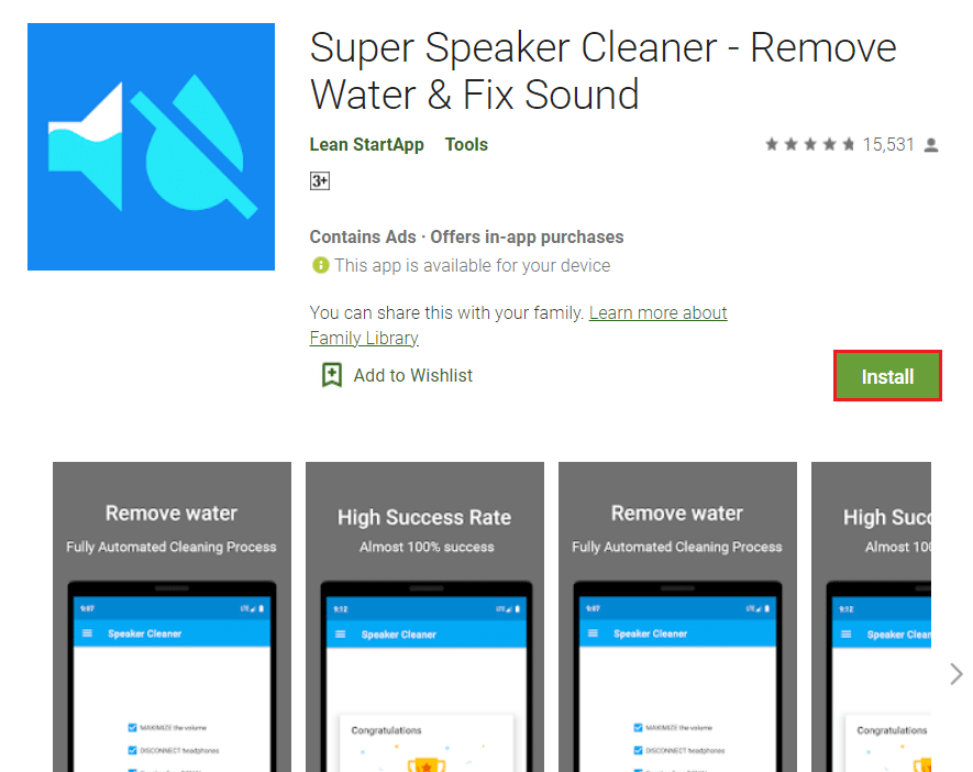 namestite aplikacijo za Android Super Speaker Cleaner. Kako popraviti poškodbe telefonskega zvočnika zaradi vode