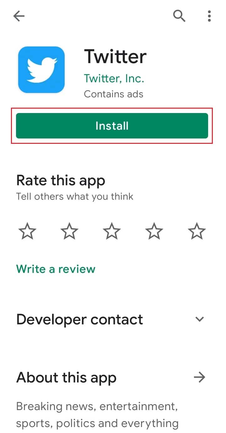 install twitter app on Android