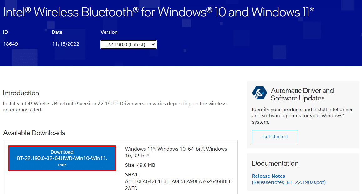 Controlador Bluetooth Intel | Cómo arreglar el Magic Mouse que no se conecta en Windows 10