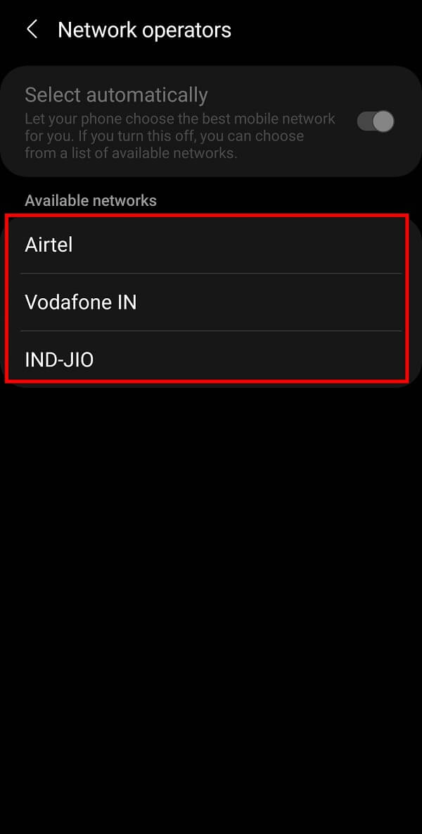 it will fetch a list of all available network connections in your area | Fix “Emergency Calls Only and No Service” Issue on Android