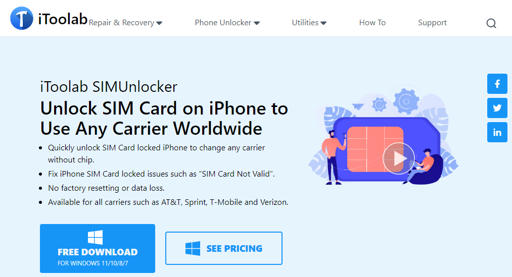 iToolab SIMUnlocker. Fix Phone not registered on network