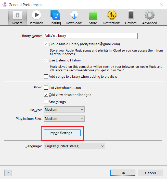 itunes import settings. import CD to iPhone