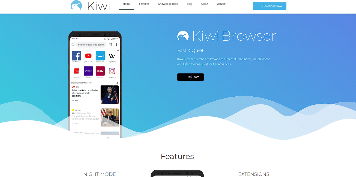 Oficiálny prehliadač Kiwi