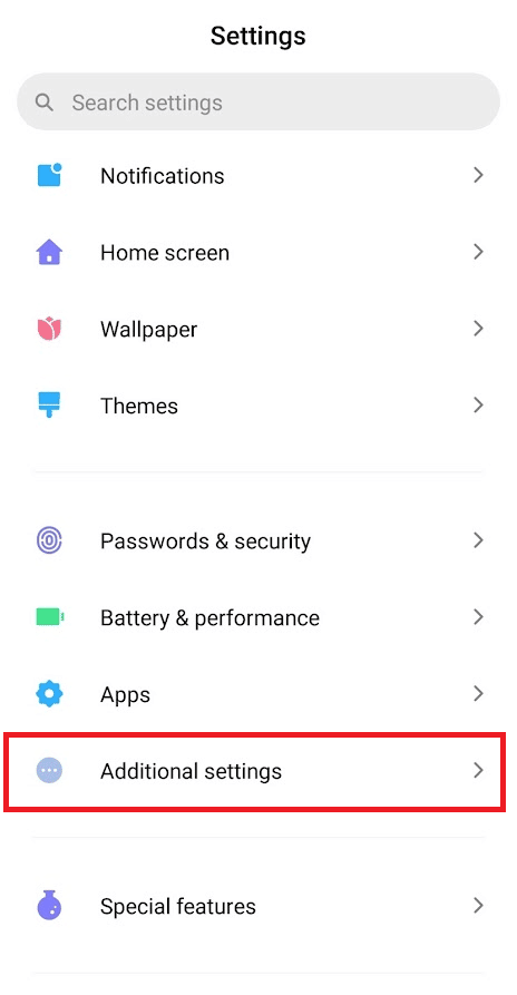 Locate and tap on Additional settings