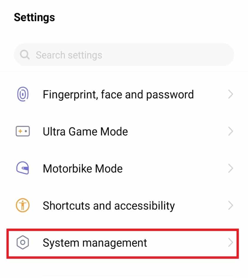 Locate and tap on System management