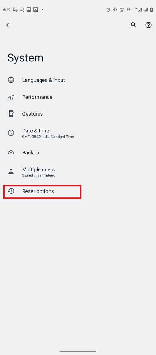 locate and tap on the Reset options. Fix Google for Android Shows Offline Issue