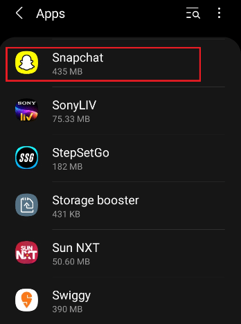 Locate and tap Snapchat app