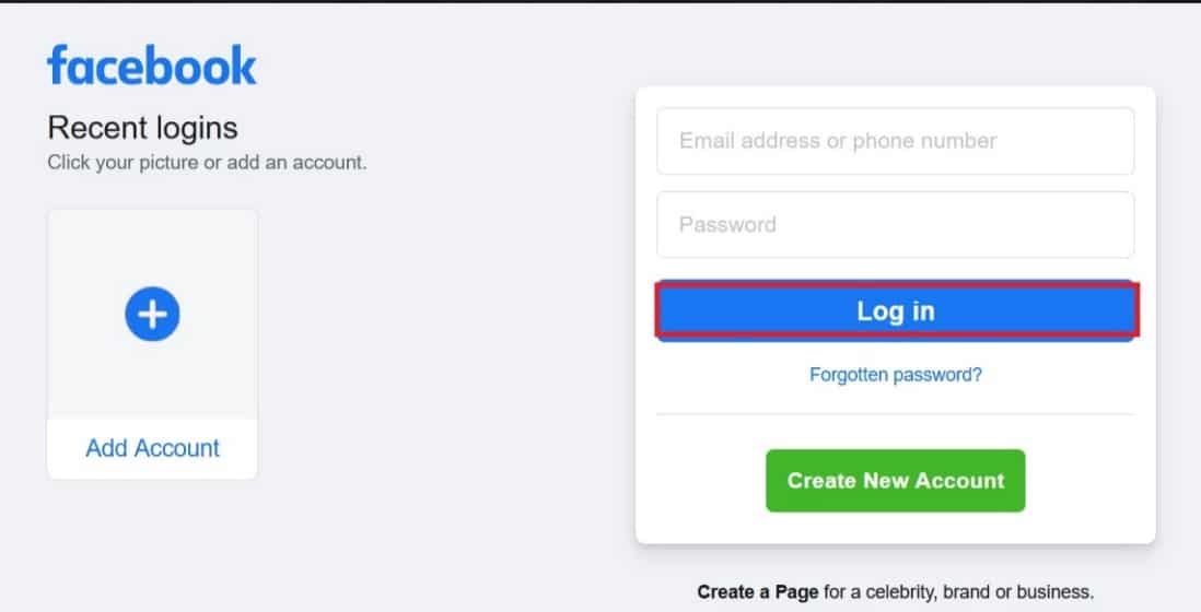 Login to Facebook