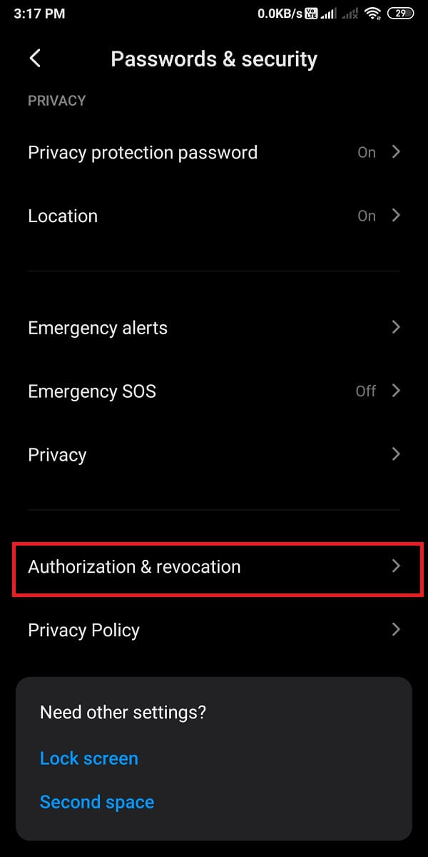look for the 'Authorization and Revocation' or 'Device administrators' tab.  | How To Remove Apps That Android Phones Won't Let You Uninstall?