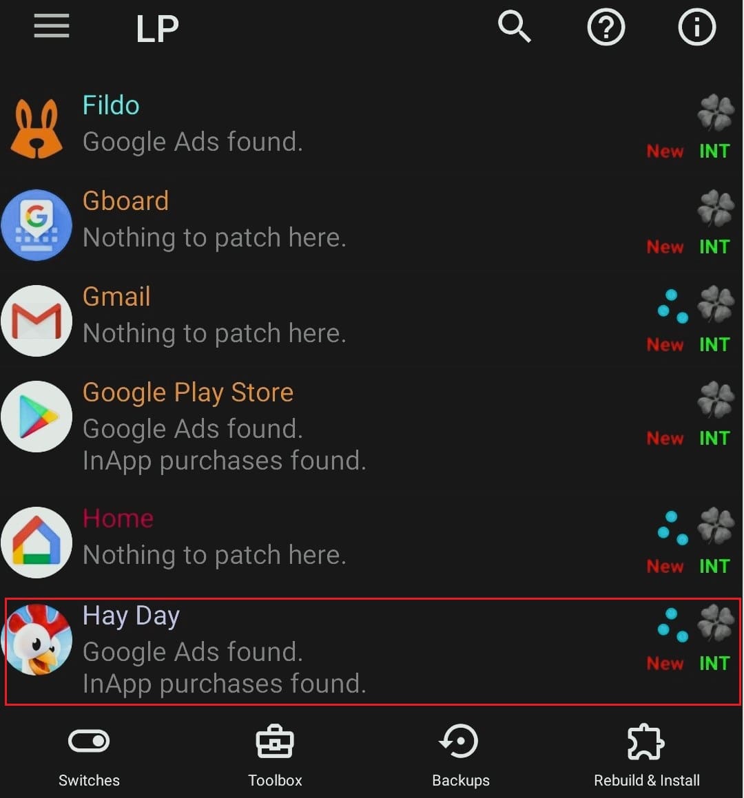 Aplicación Android Lucky Pather
