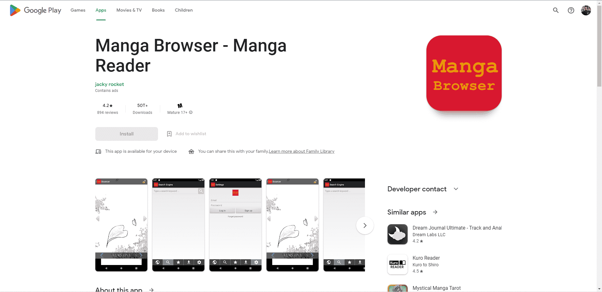 Manga-selaimen pelikaupan verkkosivu. Parhaat Android-sovellukset Mangan lukemiseen ilmaiseksi