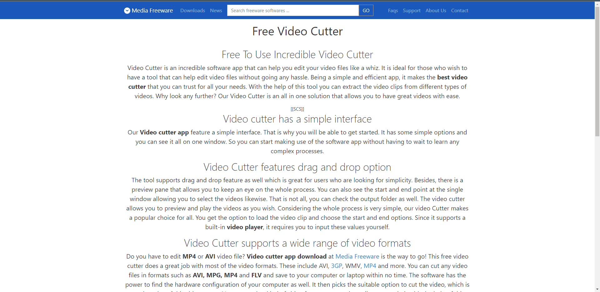 MediaFreeware free video cutter official website