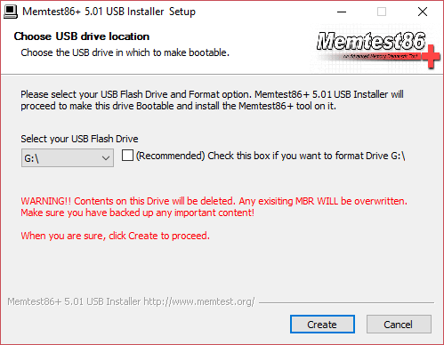 memtest86 usb installer tool