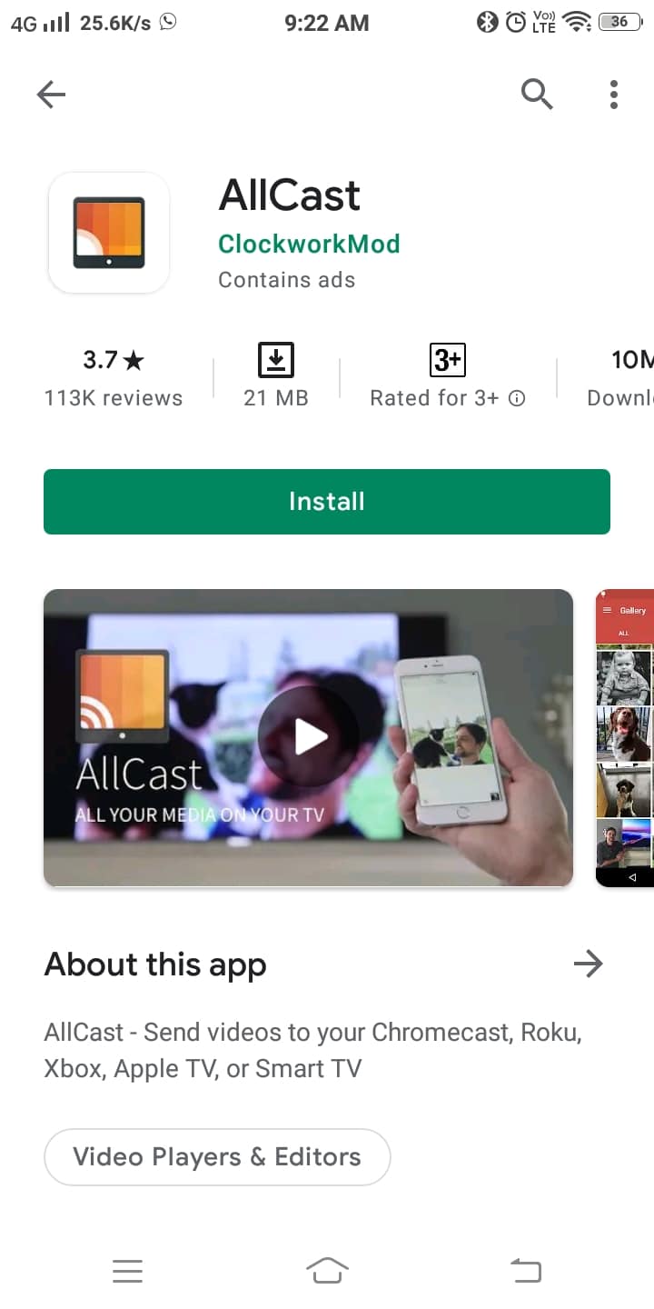 Navigate to Play Store application in your Android and install AllCast | Cast to Xbox One from your Android Phone