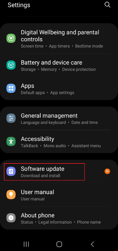 Navigate to Software update on the Phone settings