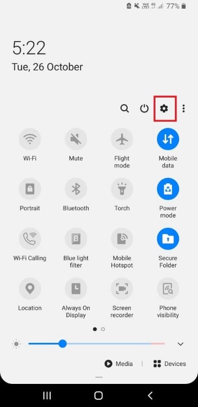 Navigate to the Settings in your Android.