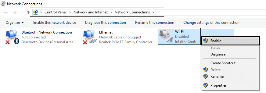network connections enable wifi | [SOLVED] WiFi Connected But No Internet on Windows 10
