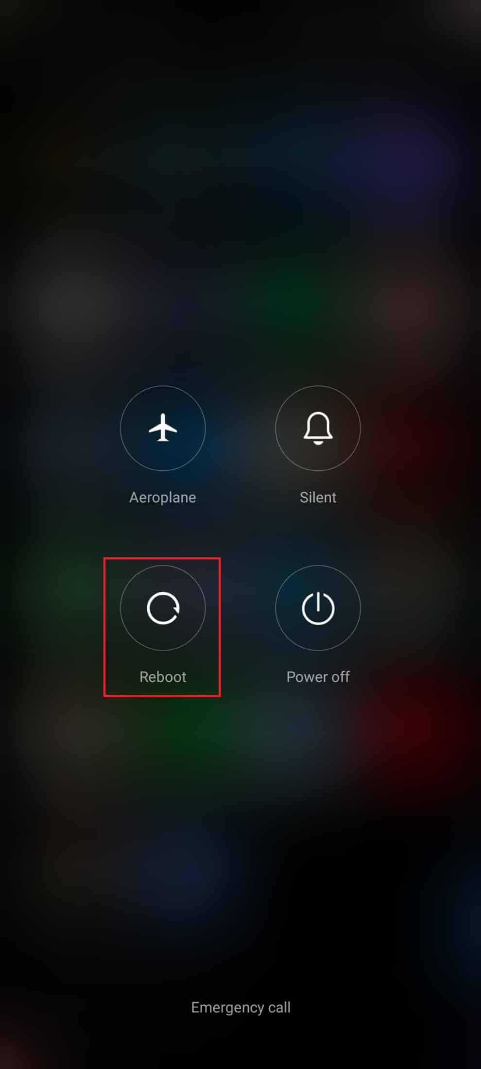 tap the Reboot option