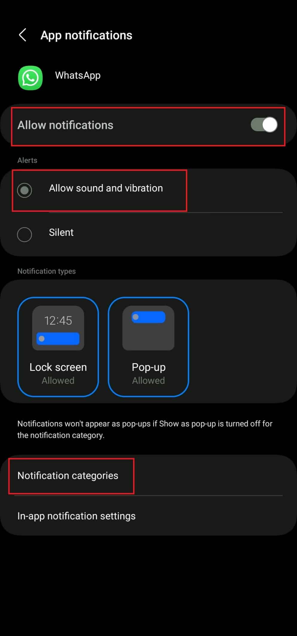 Bildirim kategorileri üzerine dokunun. Samsung'daki Farklı Uygulamalar İçin Bildirim Sesleri Nasıl Değiştirilir