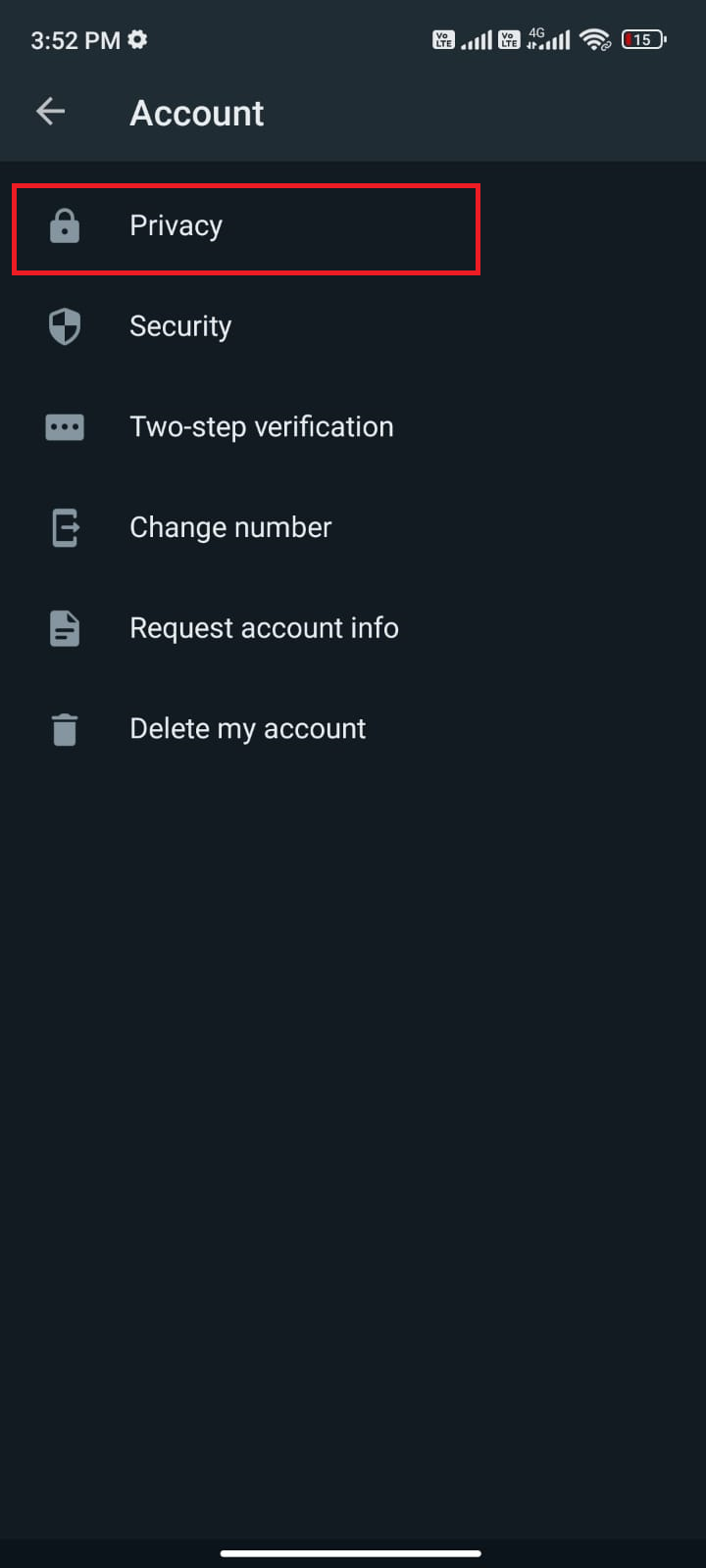 tap Account and then Privacy 