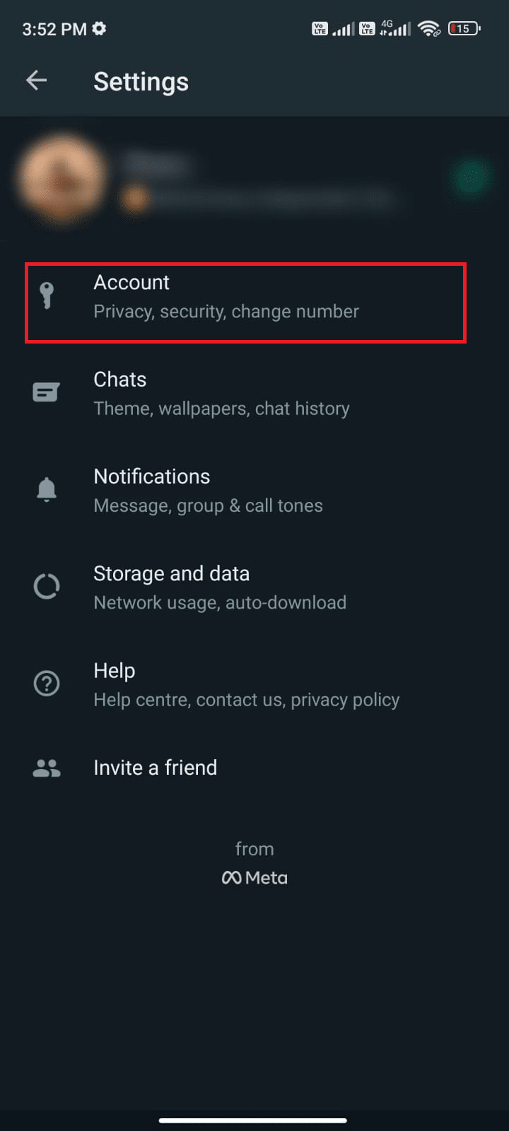 select Account settings