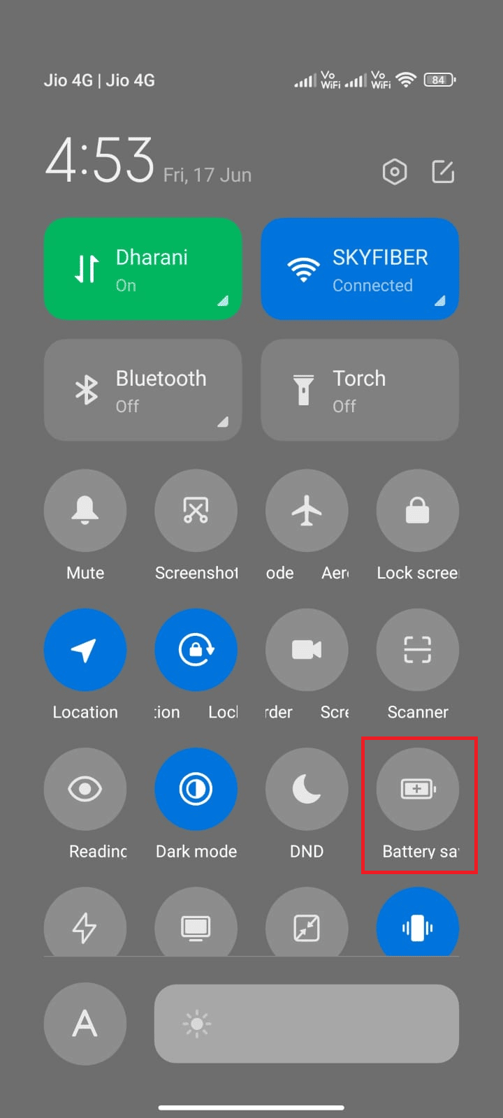 tap on the Battery saver setting