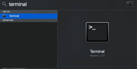 type Terminal and open the application. Fix Cannot be Opened Because the Developer Cannot be Verified in Mac