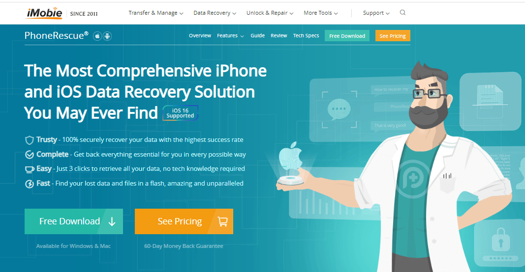 الموقع الرسمي لبرنامج iMobie PhoneRescue. أفضل 20 تطبيقًا لاستعادة الصور لأجهزة iPhone