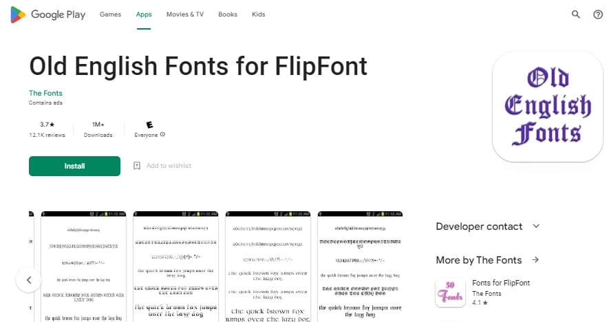 Παλιές αγγλικές γραμματοσειρές για FlipFont