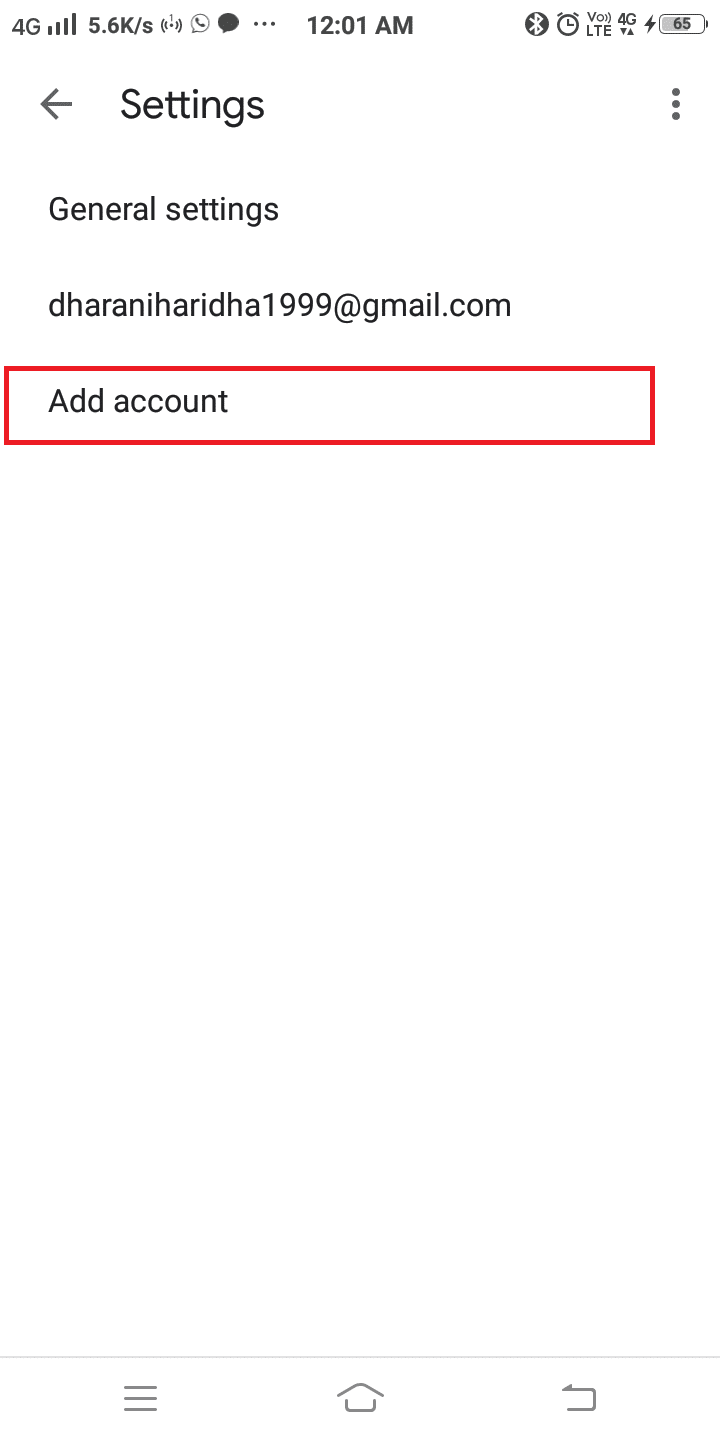 Once you click on Settings, click on Add account | Steps to Add Yahoo Mail to Android