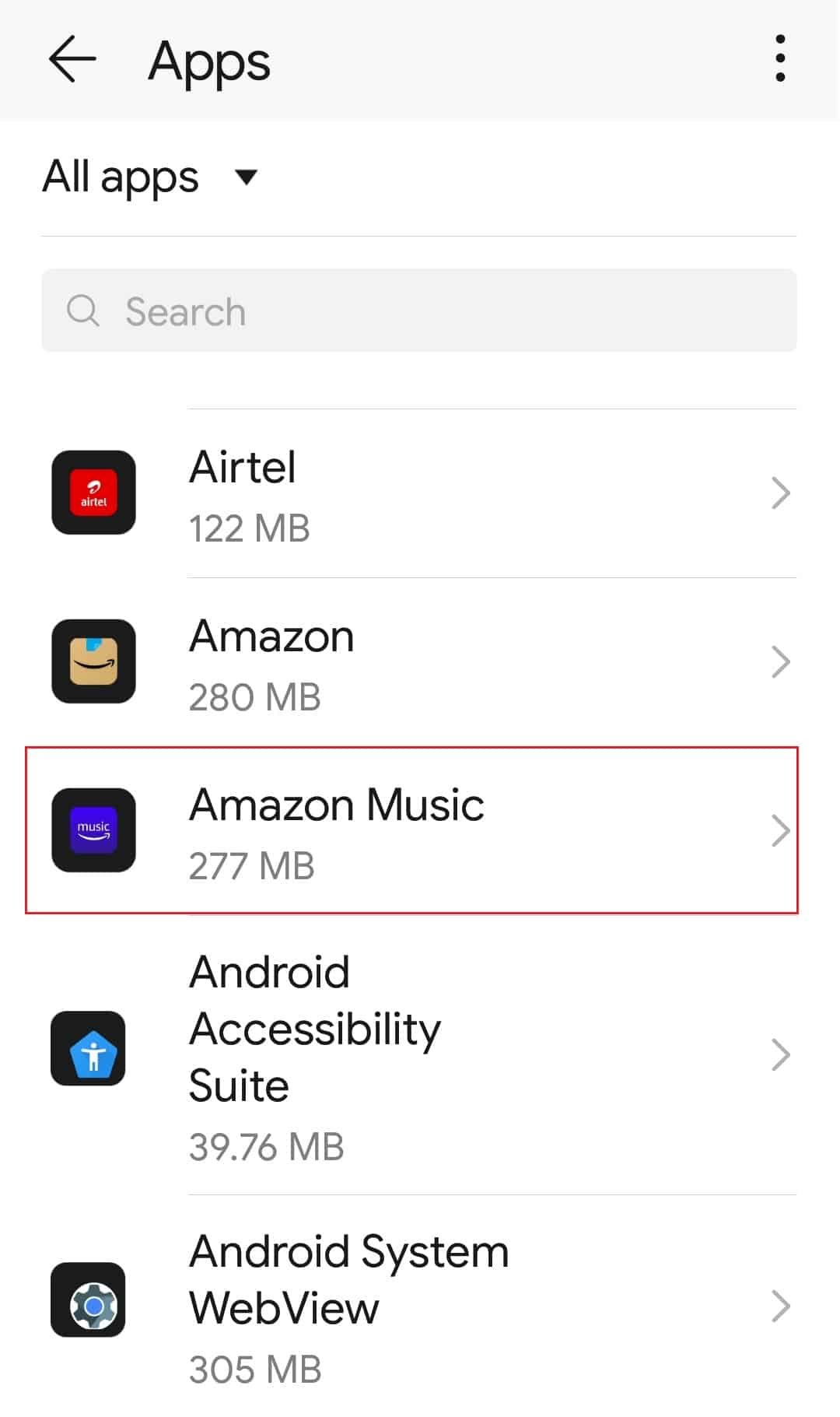 buka aplikasi Muzik Amazon