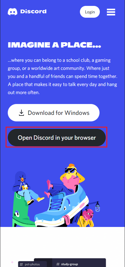 open discord in browser option