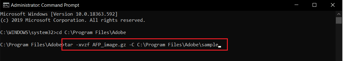open gz file from cmd or command prompt