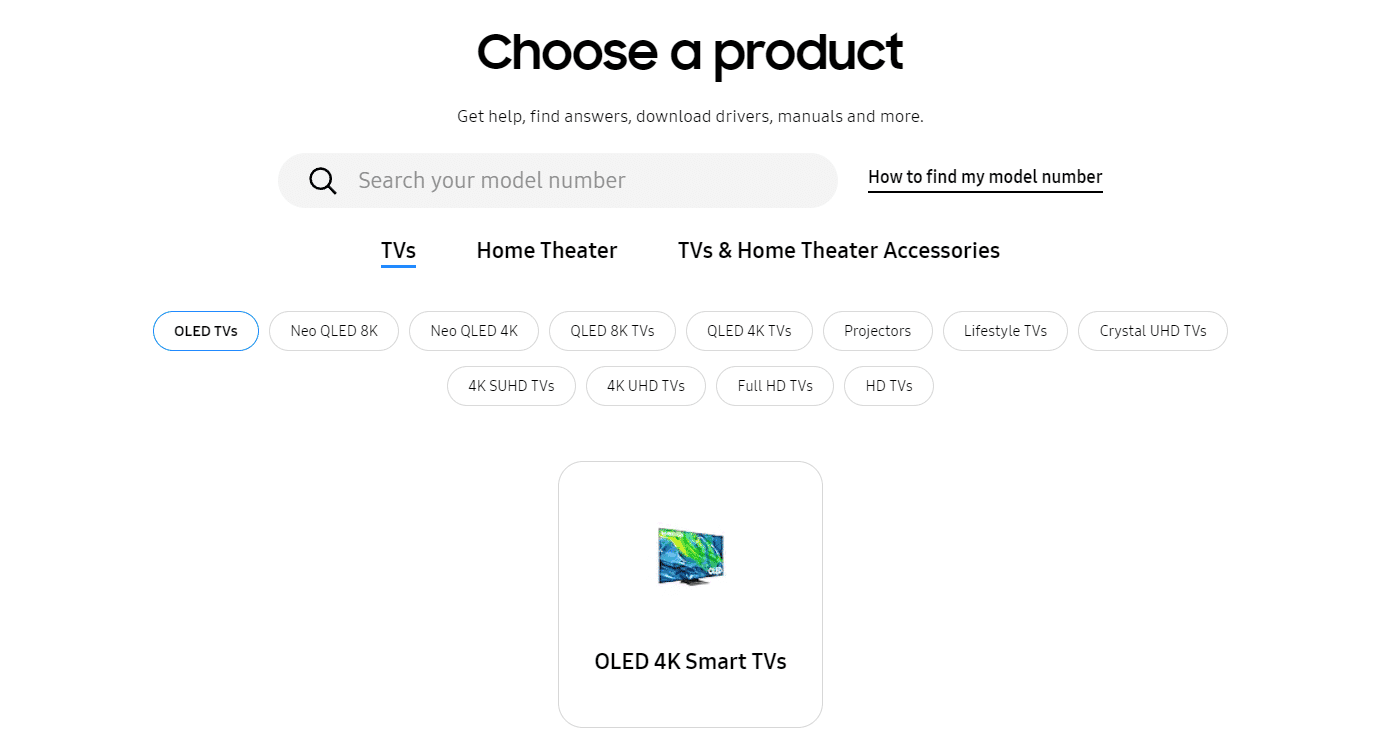 Open Samsung Download Center Page and choose your TV model